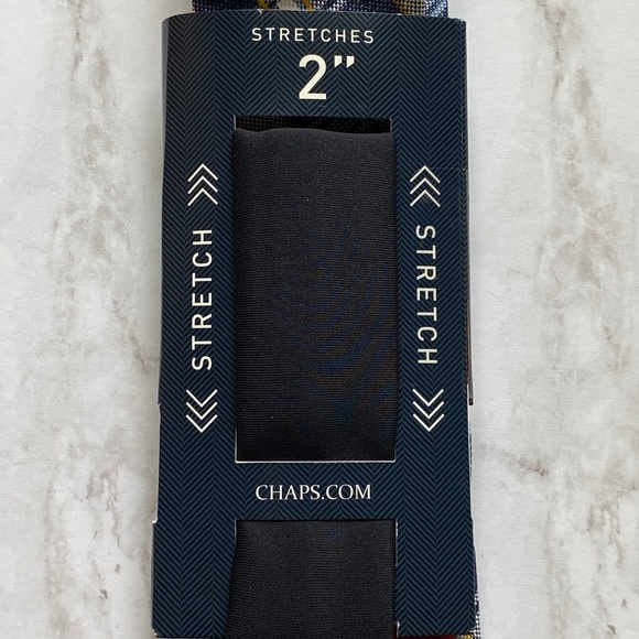 CHAPS Men's Tie Silk Plaid Classic Work Spandex Stretch Navy Yellow - Picture 4 of 8